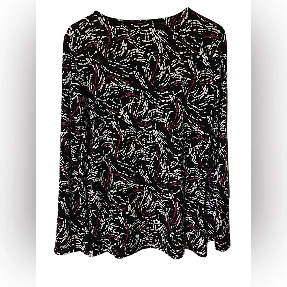 Chicos Blouse Size 1 US Medium Top Stretch Jersey Knit Long Sleeves Shirt - Picture 14 of 15